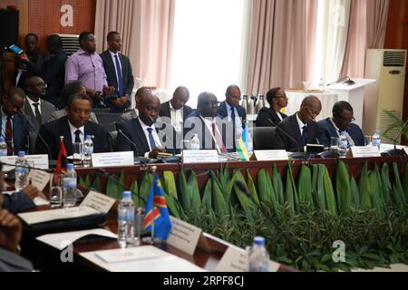 (190916) -- KIGALI, Sept. 16, 2019 -- Rwandan officials attend the opening ceremony of the first meeting of the ad hoc commission of the memorandum of understanding (MoU) signed in August to cease hostilities between Uganda and Rwanda, in Kigali, capital of Rwanda, on Sept. 16, 2019. Rwanda and Uganda on Monday reiterated their commitment to refraining any act of destabilization against each other following deliberations at the first meeting of the ad hoc commission of the memorandum of understanding (MoU) signed in August to cease hostilities between the two countries. ) RWANDA-KIGALI-UGANDA- Stock Photo
