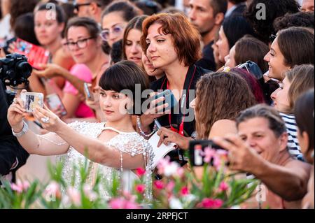 Venice, Italy. September 4th, 2023. Cailee Spaeny arrives at the premiere of Priscilla at Sala Grande at the 80th Venice International Film Festival.   Credit: Euan Cherry/Alamy Live News Stock Photo