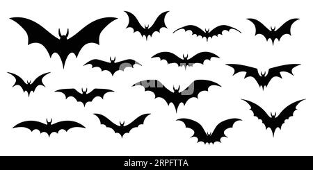 Bats Silhouettes Set. Isolated stencil vector cliparts Stock Vector ...