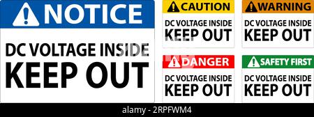 Danger Keep Out Sign, DC Voltage Inside Keep Out Stock Vector