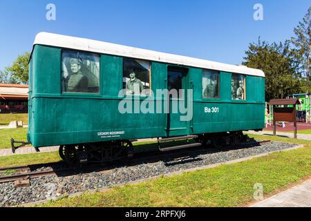 Ba 301 passenger carriage displayed at Nagycenki Szechenyi Muzeumvasut narrow gauge railway outdoor museum, Nagycenk, Hungary Stock Photo