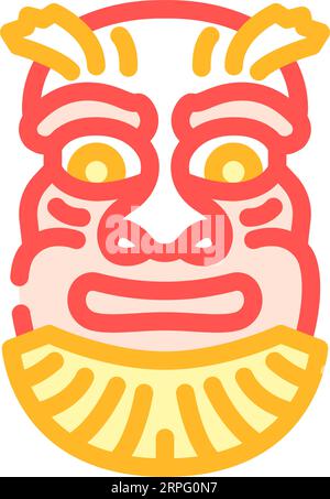 kagura dance mask shintoism color icon vector illustration Stock Vector ...