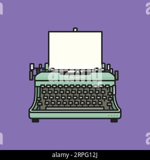 Pastel green retro typewriter vector illustration for Typewriting Day on June 23 Stock Vector