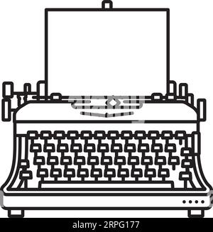 Retro typewriter vector line icon for Typewriting Day on June 23 Stock Vector