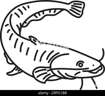 Catfish vector line icon, outline symbol for Catfish Day on June 25 Stock Vector