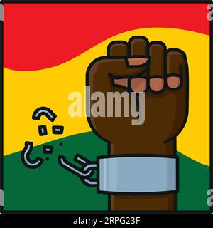 Juneteenth isolated vector illustration of fist breaking chains for Freedom Day on June 19 Stock Vector
