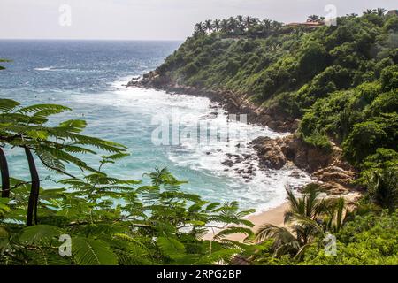 View of Carrizalillo Beach in Puerto Escondido, Oaxaca, México. Stock Photo