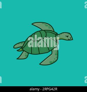 Green sea turtle vector illustration for Sea Turtle Day on June 16 Stock Vector