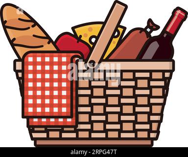 picnic blanket and basket clip art