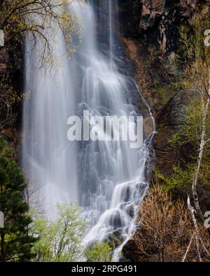 bridal veil falls in spearfish canyon Stock Photo