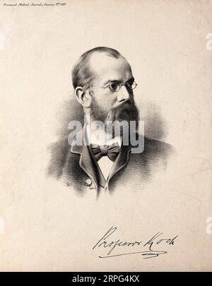 Robert Koch portrait, 1843 – 1910, was a German physician and microbiologist, lithograph from 1891 Stock Photo