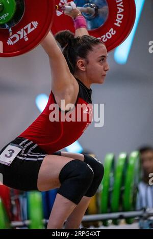 Riyadh, Kingdom Of Saudi Arabia. 04th Sep, 2023. Cansu Bektas of Turkey competes in the Women 45 kg of the World Weightlifting IWF Championships in Riyhad (Saudi Arabia), 04th September, 2023at the Prince Faisal bin Fahd Olympic Complex Credits : G.Scala/DBM-Deepbluemedia/Insidefoto Credit: Insidefoto di andrea staccioli/Alamy Live News Stock Photo