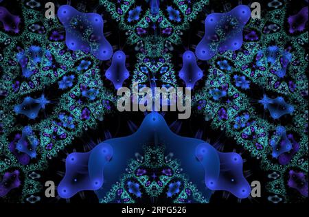 Abstract fractal kaleidoscope image on the black background Stock Photo