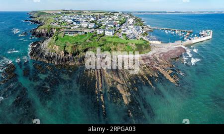 Panoramic aerial view of Ballycotton, a coastal fishing  village in County Cork, Ireland Stock Photo