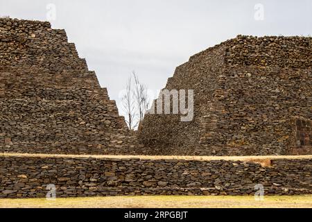 Archeological site of Ihuatzio, Michoacan, Mexico. Pyramids. Stock Photo