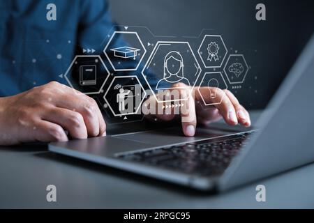 education icon and technology learning machine. education technology Artificial Intelligence. Stock Photo