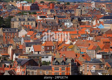 Rooftop views of Whitby Town Centre on the North Yorkshire Coast,UK ...
