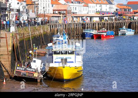 Summer Queen pleasure cruiser in Whitby, offers passenger rides around the coastline in North Yorkshire,UK Stock Photo