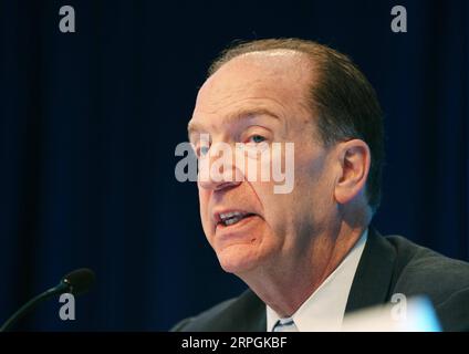 191018 -- WASHINGTON, Oct. 18, 2019 -- World Bank President David Malpass speaks during a press conference in Washington Oct. 17, 2019. Allowing market to play a bigger role in China s economy in the past few decades has led to a dramatic development that pulled hundreds of millions of people out of poverty, said the World Bank chief on Thursday, which marks the International Day for the Eradication of Poverty.  U.S.-WASHINGTON-DAVID MALPASS-WORLD BANK-PRESS CONFERENCE LiuxJie PUBLICATIONxNOTxINxCHN Stock Photo