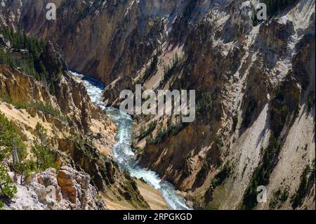 The Yellowstone River running through the Grand Canyon of Yellowstone in Yellowstone National Park Stock Photo