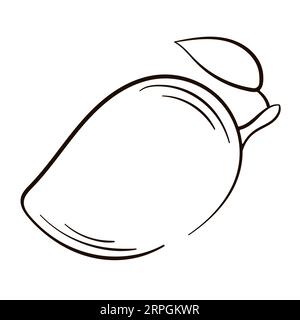 Mango icon line art style. Line drawing of healthy organic mango for orchard logo identity. Vector illustration. Stock Vector