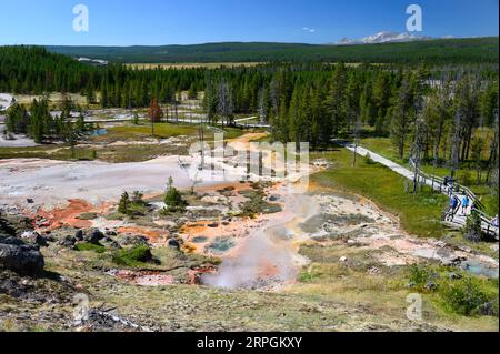 Artists Paint Pot Springs in Yellowstone National Park Stock Photo