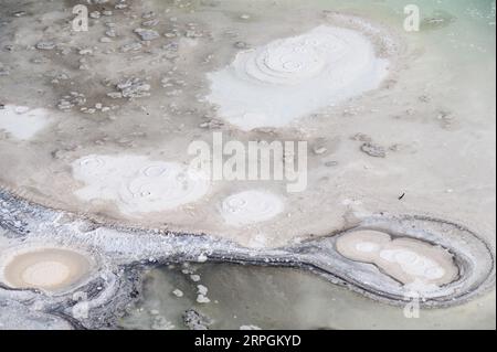 Artists Paint Pot Springs in Yellowstone National Park Stock Photo