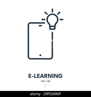 E-Learning Icon. Online, Education, Training. Editable Stroke. Simple Vector Icon Stock Vector