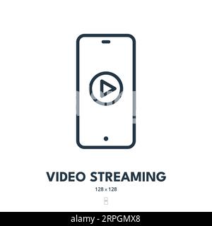 Video Streaming Icon. Broadcast, Livestream, Watch. Editable Stroke. Simple Vector Icon Stock Vector