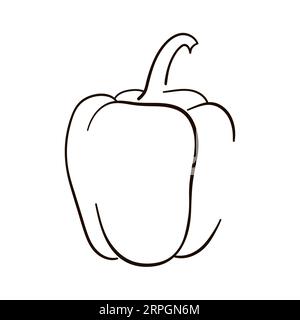 Bell pepper icon. Pepper in line art. Pepper vector illustration. Stock Vector