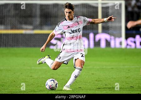 Fabio Miretti of Juventus FC in action during the Serie A football match between Empoli FC and Juventus FC at Carlo Castellani stadium in Empoli (Ital Stock Photo