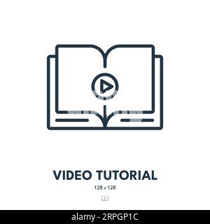Video Tutorial Icon. Training, Webinar, Book. Editable Stroke. Simple Vector Icon Stock Vector