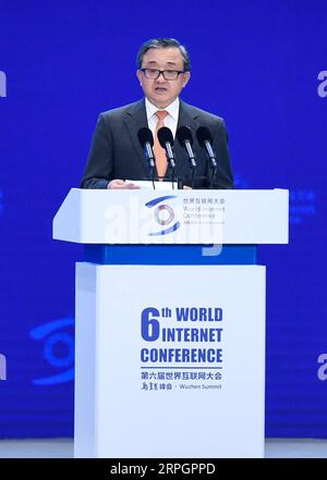 191020 -- TONGXIANG, Oct. 20, 2019 -- Liu Zhenmin, Under-Secretary-General for Economic and Social Affairs of the United Nations, delivers a speech at the opening ceremony of the sixth World Internet Conference held in Wuzhen, east China s Zhejiang Province, Oct. 20, 2019.  CHINA-ZHEJIANG-WUZHEN-WORLD INTERNET CONFERENCE-OPENINGCN HuangxZongzhi PUBLICATIONxNOTxINxCHN Stock Photo