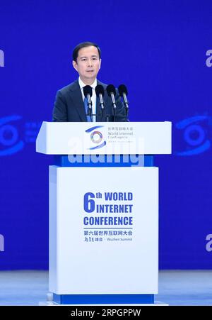 191020 -- TONGXIANG, Oct. 20, 2019 -- Zhang Yong, board chairman and the first CEO of Alibaba, delivers a speech at the opening ceremony of the sixth World Internet Conference held in Wuzhen, east China s Zhejiang Province, Oct. 20, 2019.  CHINA-ZHEJIANG-WUZHEN-WORLD INTERNET CONFERENCE-OPENINGCN HuangxZongzhi PUBLICATIONxNOTxINxCHN Stock Photo
