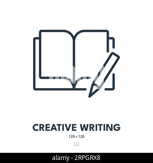 Creative Writing Icon. Writer, Author, Creativity. Editable Stroke. Simple Vector Icon Stock Vector