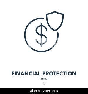 Financial Protection Icon. Security, Insurance, Banking. Editable Stroke. Simple Vector Icon Stock Vector