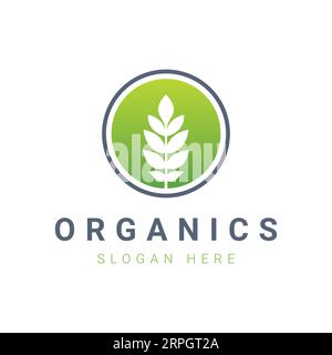 Organic Leaf Logo Design Farming Logotype Stock Vector