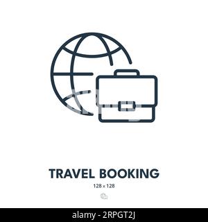 Travel Booking Icon. Tourism, Trip, Reservation. Editable Stroke. Simple Vector Icon Stock Vector
