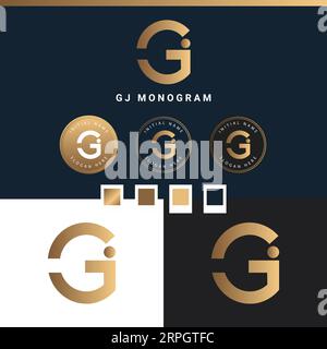Luxury Initial GJ or JG Monogram Text Letter Logo Design Stock Vector