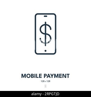 Mobile Payment Icon. Smartphone, Buy, Purchase. Editable Stroke. Simple Vector Icon Stock Vector