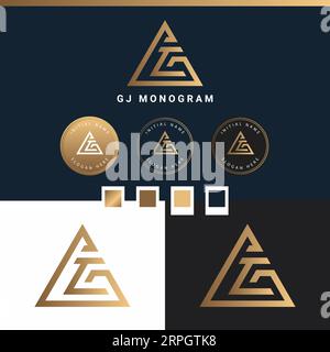 Luxury Initial GJ or JG Monogram Text Letter Logo Design Stock Vector
