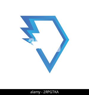 Initial Letter D with Bolt Logo Design Electric D Stock Vector