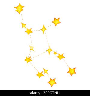 Virgo constellation. Watercolour Zodiac Sign. Yellow stars. Hand drawn illustration isolated on white Stock Photo