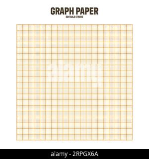 Sheet of graph paper with grid. Millimeter paper texture, geometric pattern. Orange lined blank for drawing, studying, technical engineering or scale Stock Vector
