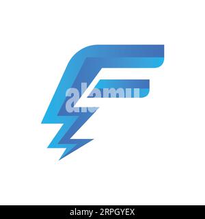 Initial Letter F with Bolt Logo Design Electric F Stock Vector