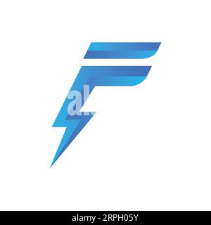 Initial Letter F with Bolt Logo Design Electric F Stock Vector
