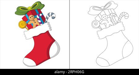 Christmas Stocking Coloring Page for Kids Stock Vector Image & Art - Alamy