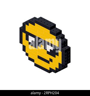 Smiling face with glasses in isometry. Emoji. Vector illustration Stock Vector