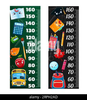 Premium Vector  Kids height chart with school book and bag