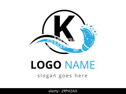 Letter K cleaning service logo design template Stock Vector